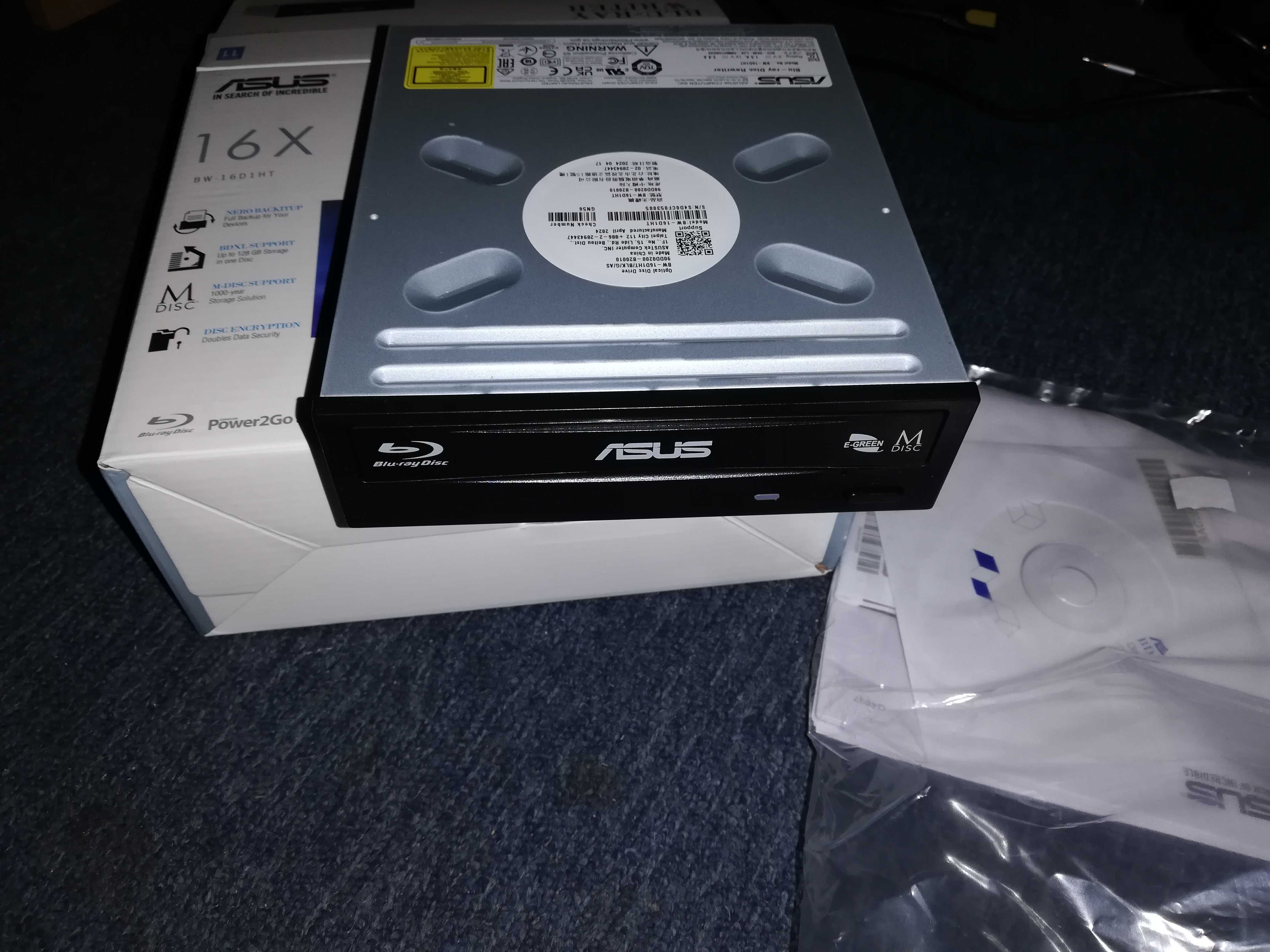Nagrywarka BLU-RAY ASUS BW-16D1HT 16X BOX Programy nowa