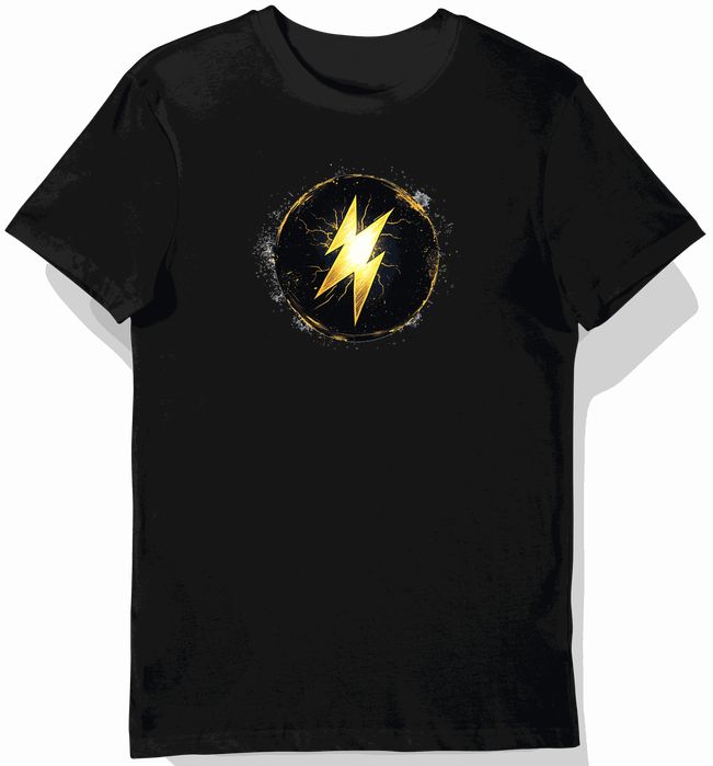 Koszulka męska czarna z motywem złotego pioruna Zeus 3XL