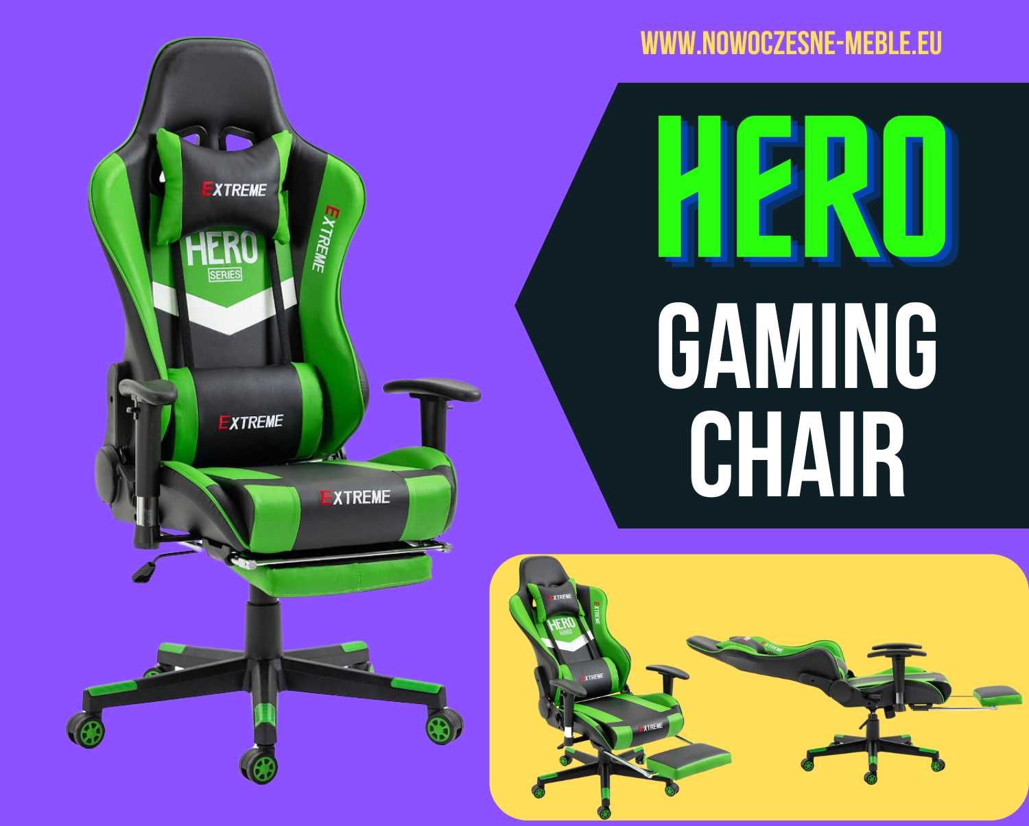 Fotel do biurka EXTREME HERO Green z regulacją oparcia