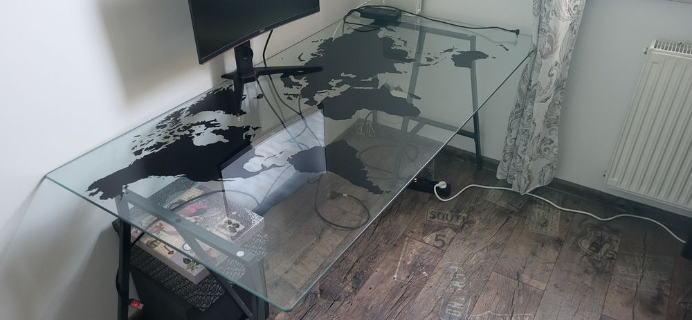 Biurko szklane 160x80 MAPA ŚWIATA