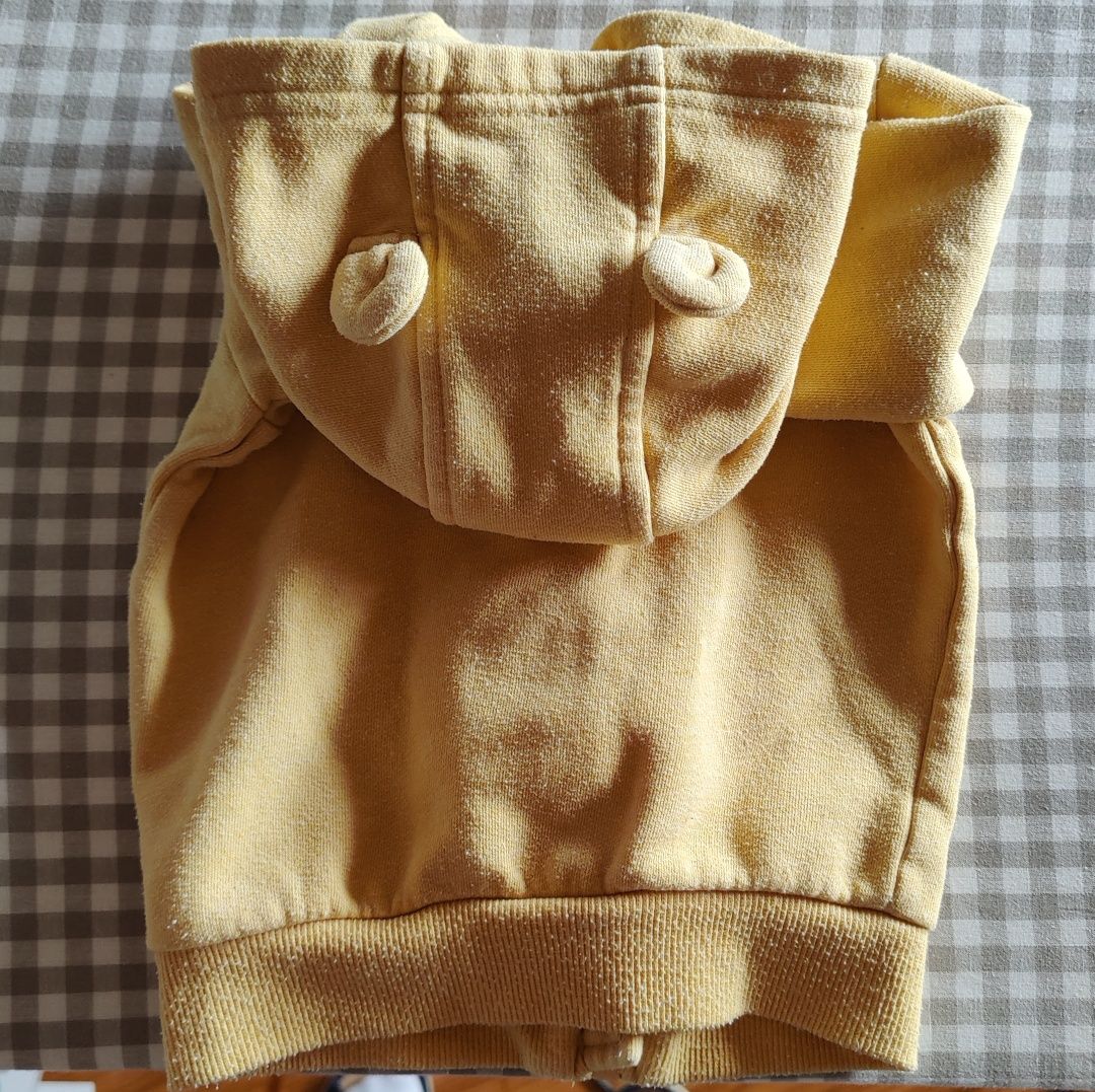 Żółta zapinana bluza z uszami misia George r 62 68