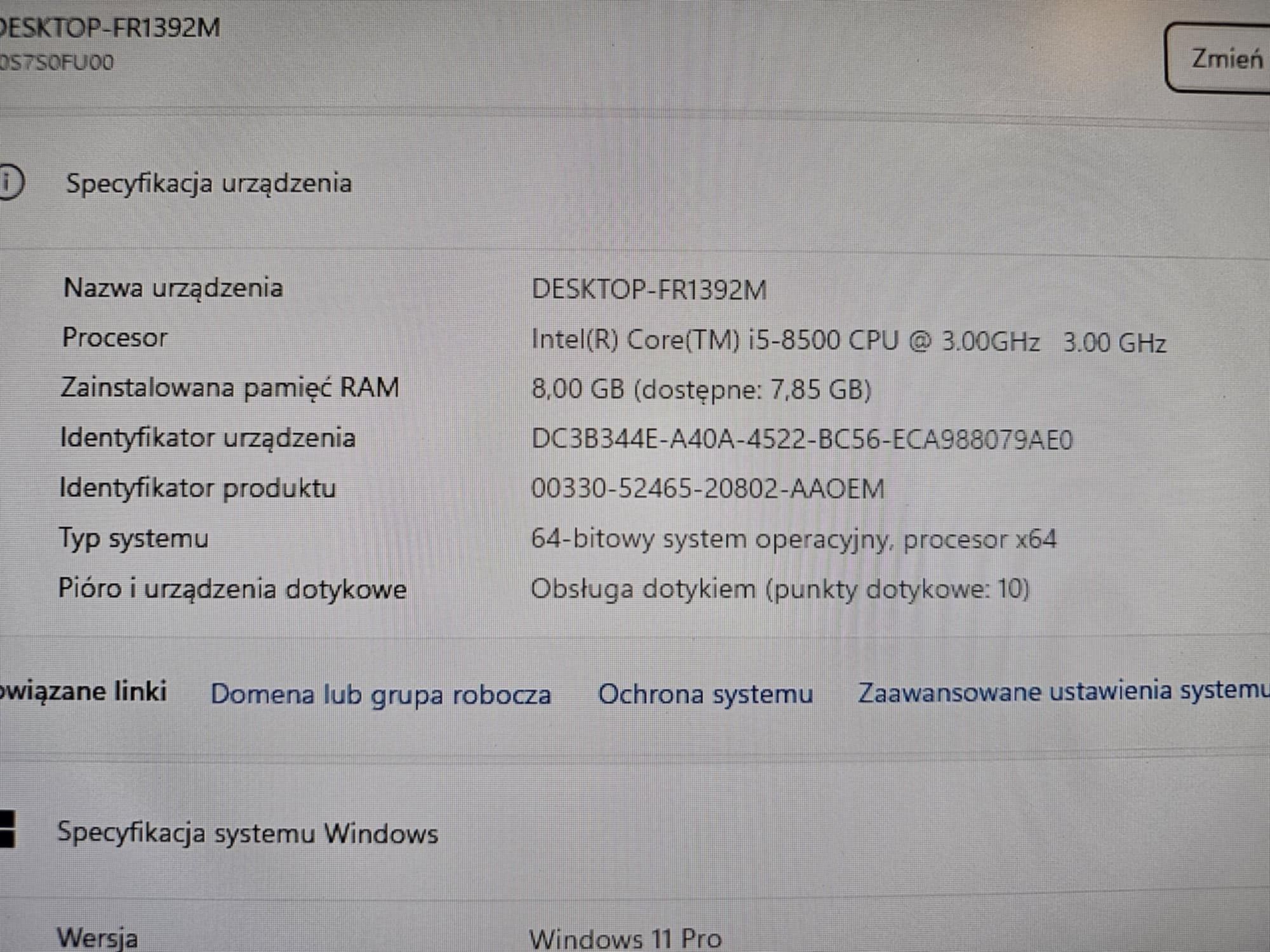 Komputer Lenovo AiO M920z dotykowy ZAMIANA