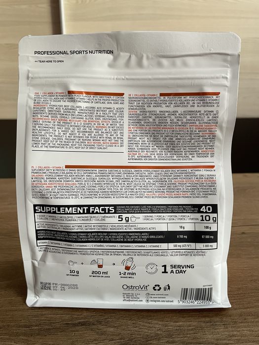OstroVit Kolagen + Witamina C 400 g brzoskwiniowy