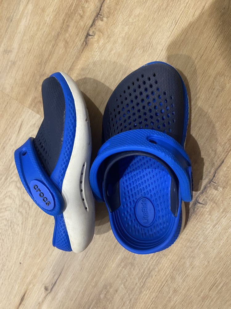 Тапки шльопанці сабо дитячі c6 Crocs Blue Litle Ride 23р13.5см Крокс