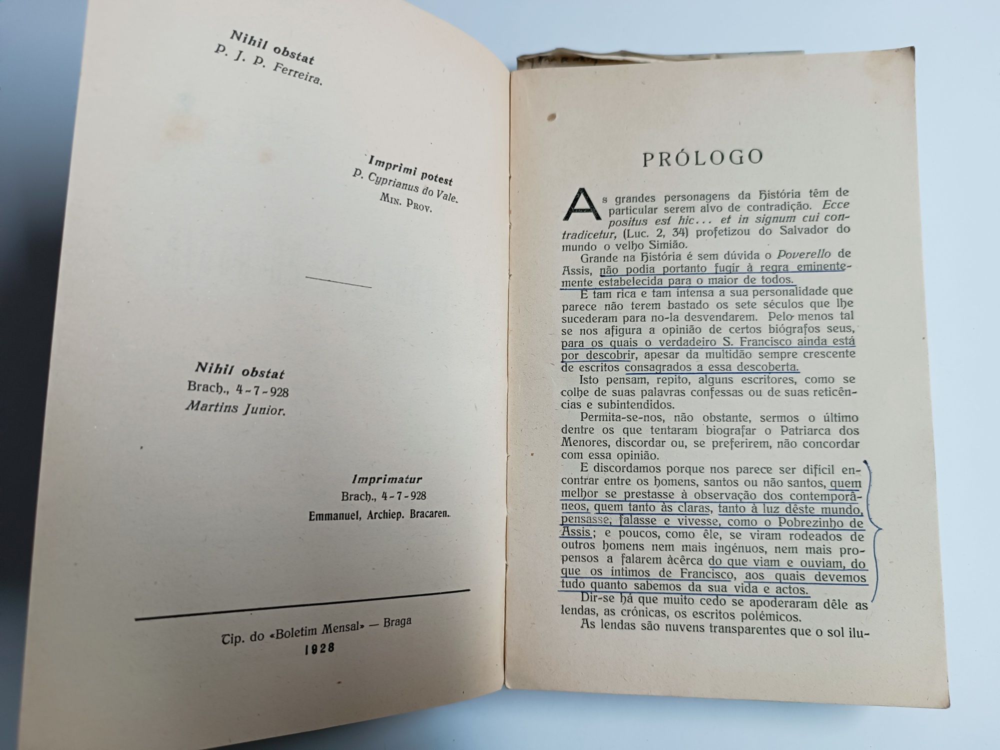 Livro "A Vida de S. Francisco de Assis"