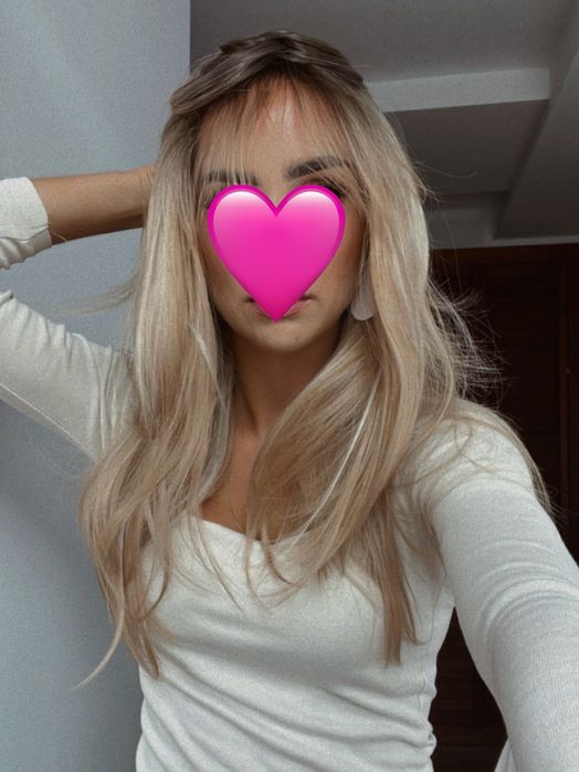 Blond peruka nowa balejaż długie włosy grzywka gradient brąz odrost