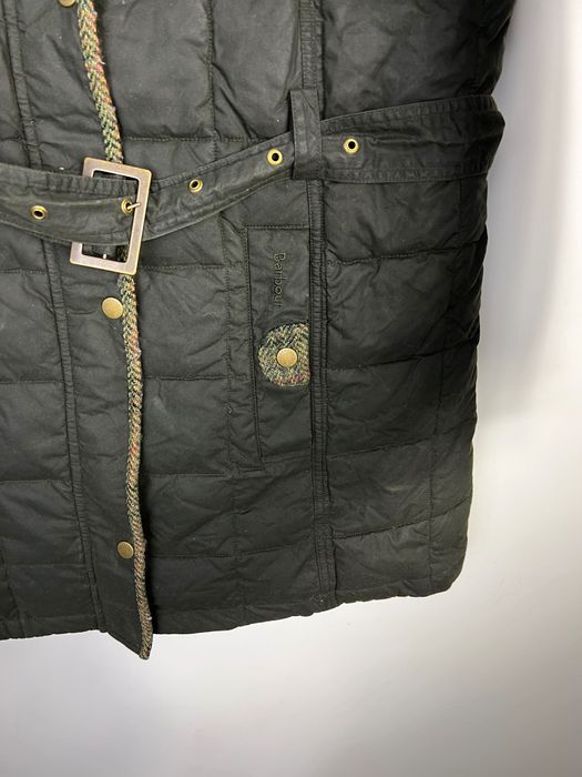 Woskowana Ocieplana Kurtka Barbour Fibre Down Pikowana Wełniane Detale