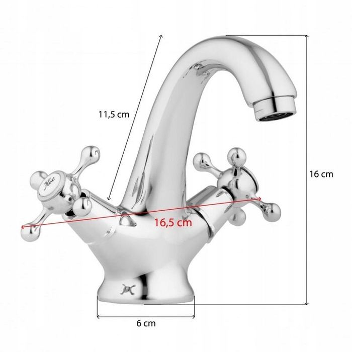 Bateria Umywalkowa Dwuuchwytowa Stojąca Chrom Retro Kran Vintage Wc