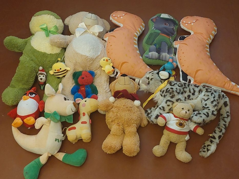 Набір 12 шт Великих М'яких Іграшок Ведмідь Жабеня Динозавр Кенгуру