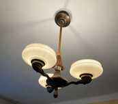 Lampa żyrandol secesja mosiądz piękna retro 3 klosze zabytek