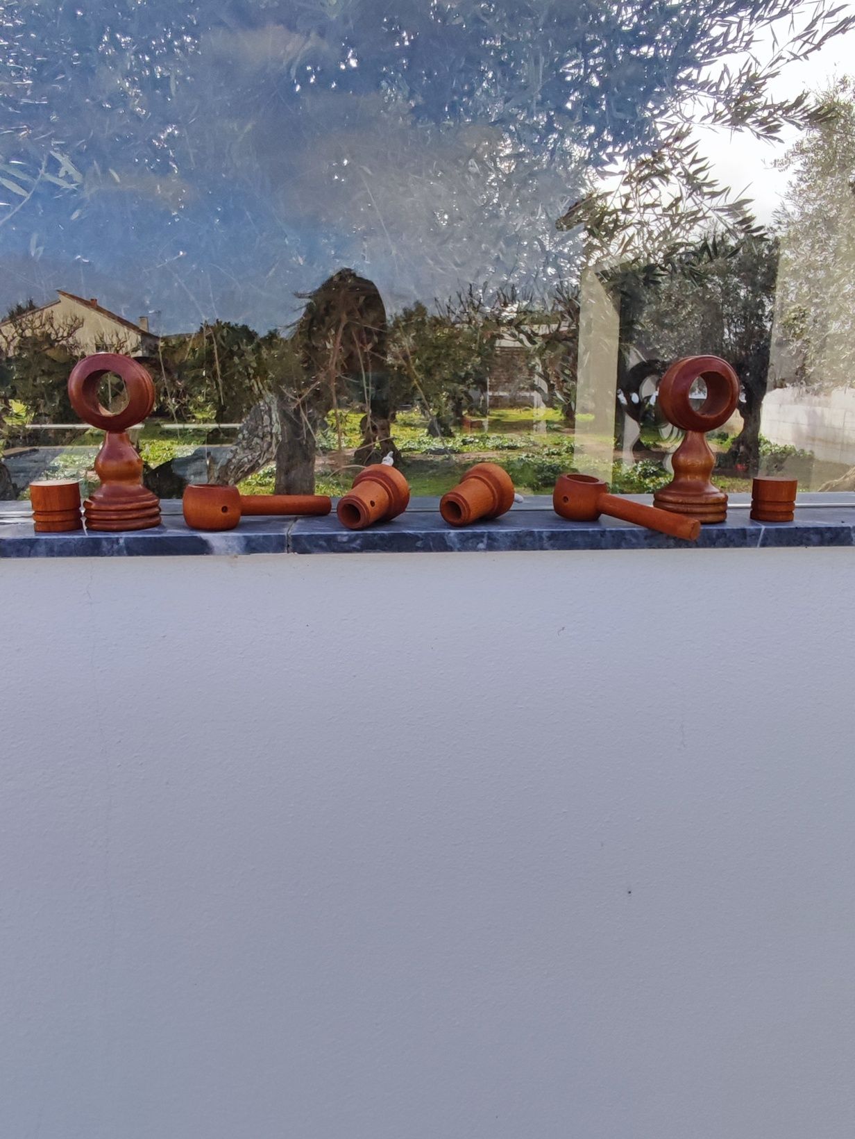 Varão duplo de cortinado em madeira