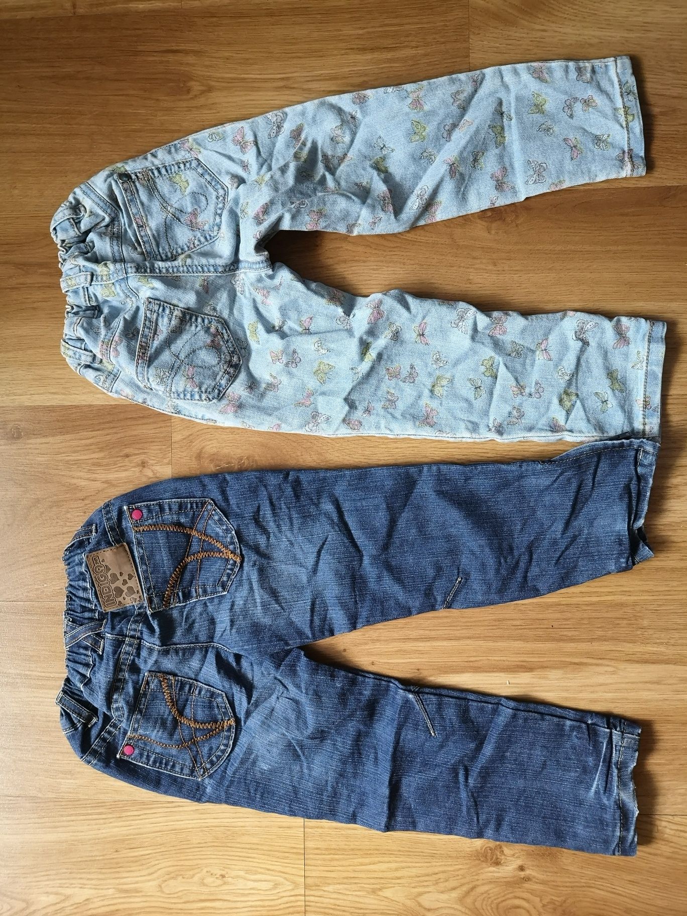 Spodnie rurki jegginsy jeansy NEXT M&S h 98 104 motylki denim