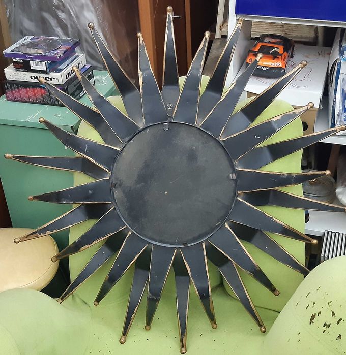 Espectacular Retro Vintage Antigo Espelho Sol 86cm Ferro Dourado