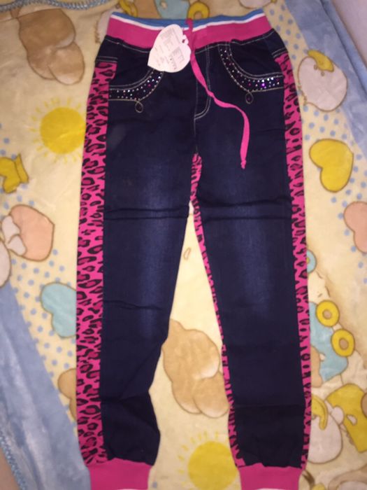 Комбинированные джинсы р.146