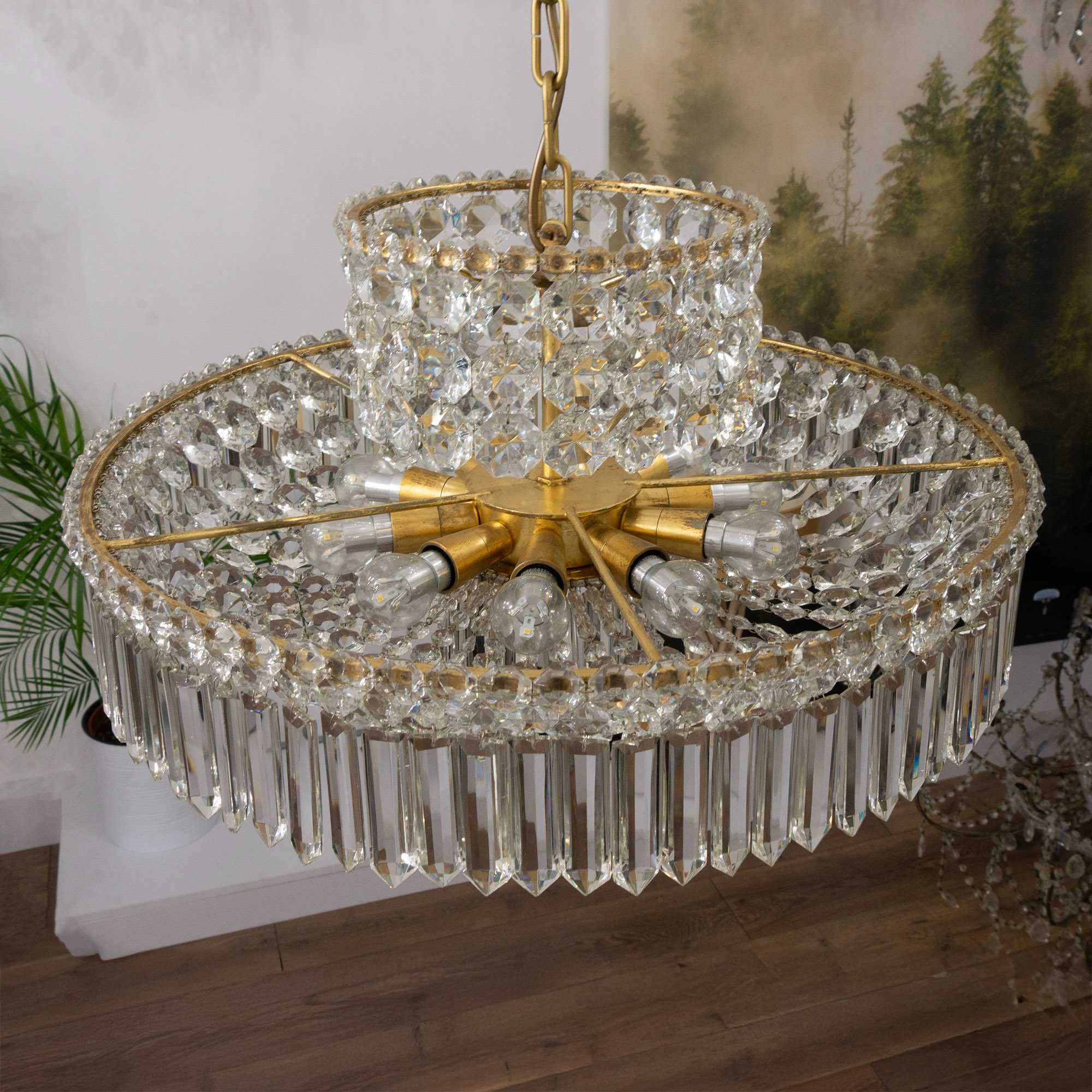 Stary żyrandol kryształowy 53 cm