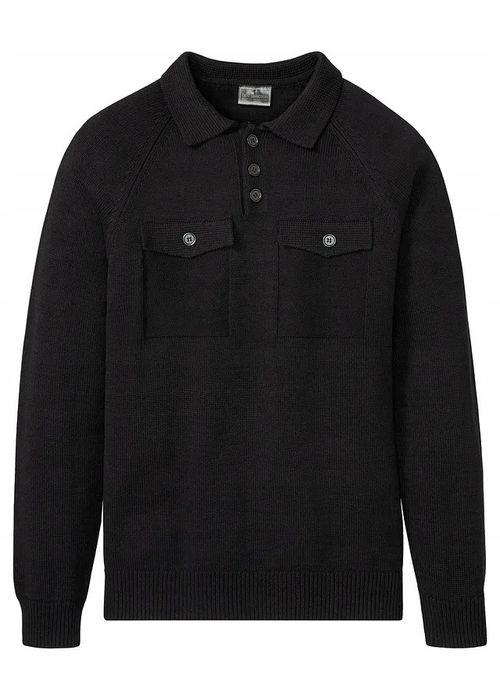 B.P.C sweter czarny męski z kołnierzykiem r.M