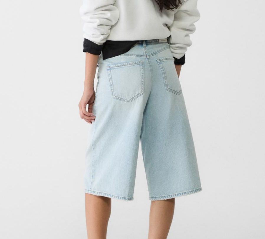 голубі широкі шорти baggy shorts Stradivarius