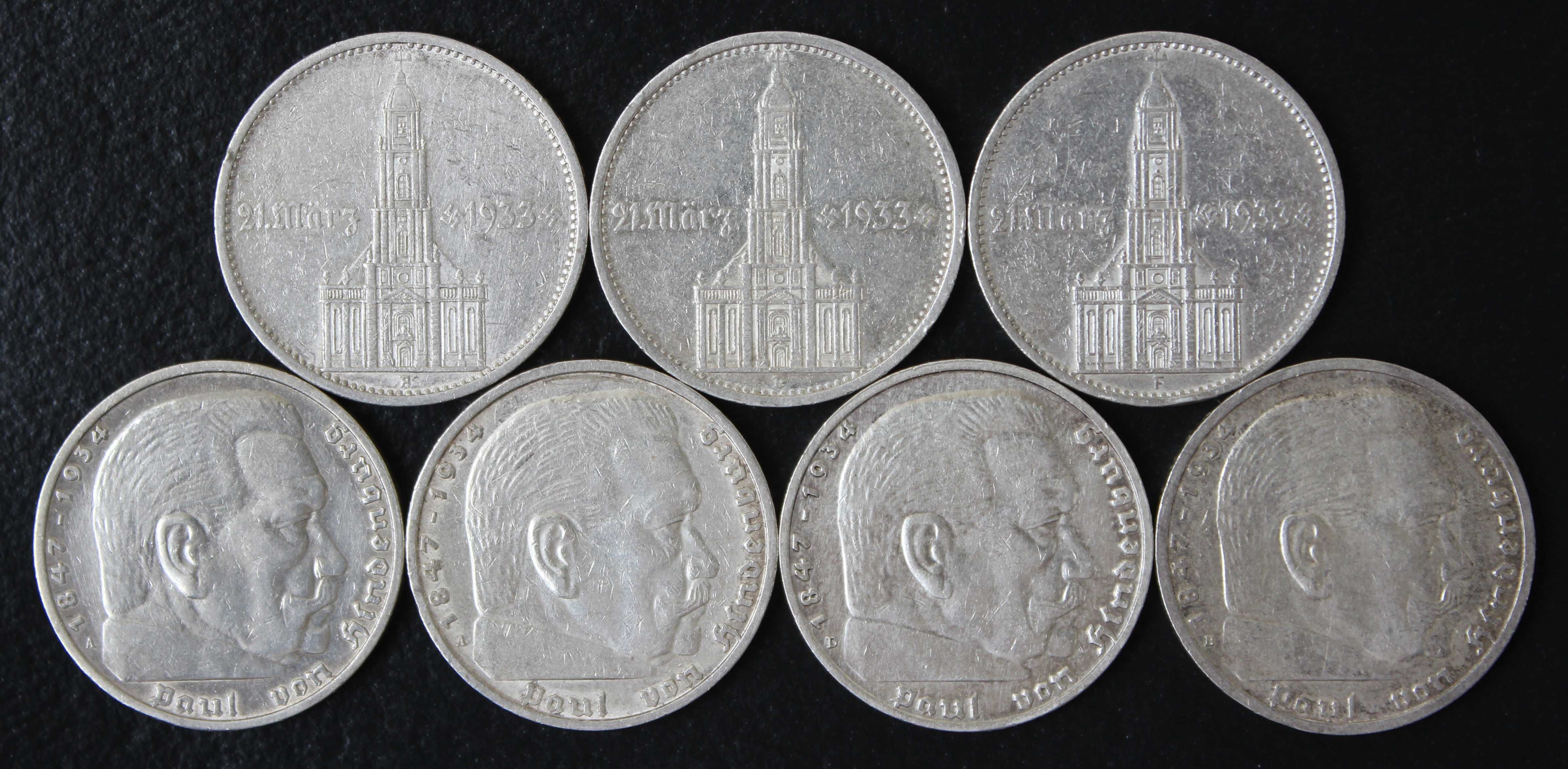 монета 5 марок 1934,1935,1936,1937,1938,1939 года