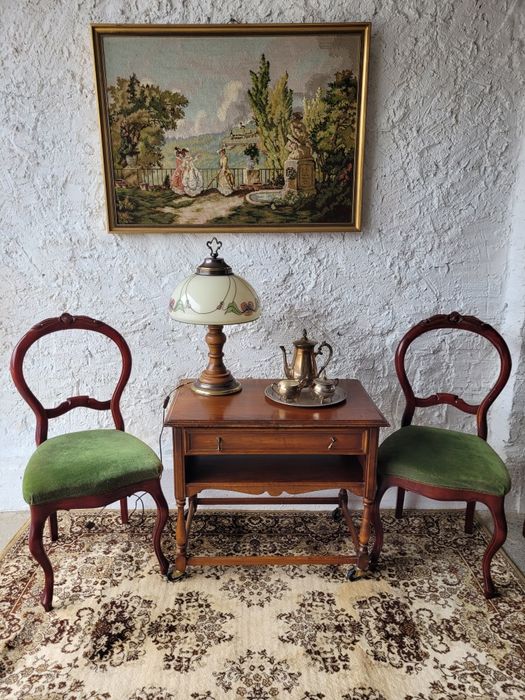 Para krzeseł medaliony antyk