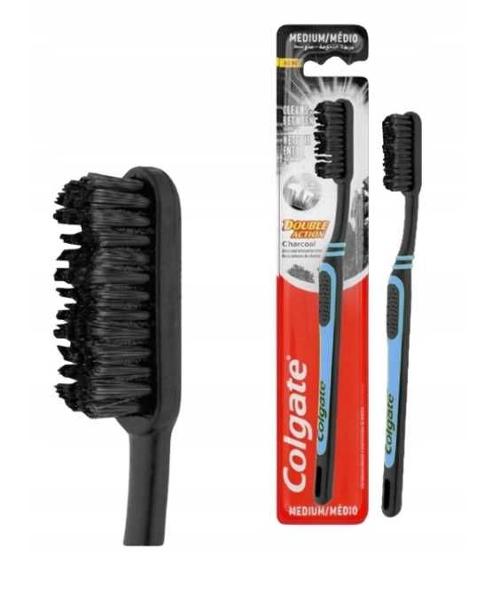 Szczoteczka do zębów manualna średnia Colgate Double Action Charcoal
