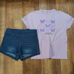 Zestaw szorty spodenki jeansowe krótkie i t-shirt rozm. 146-152 H&M 4F