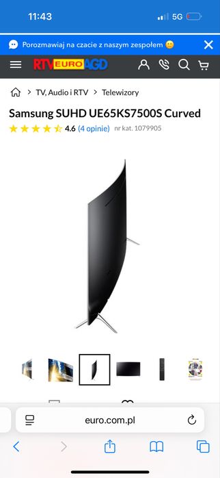 Samsung SUHD UE65KS7500S Curved Smart stan idealny