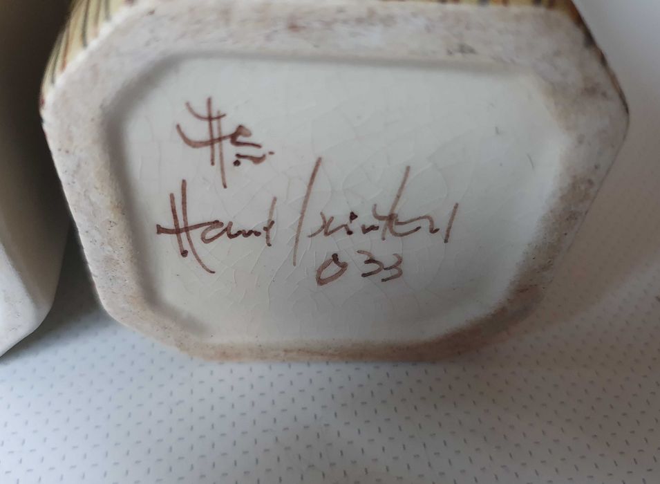 3 Belíssimas Caixas em cerâmica pintada à mão por A. S. - anos 80