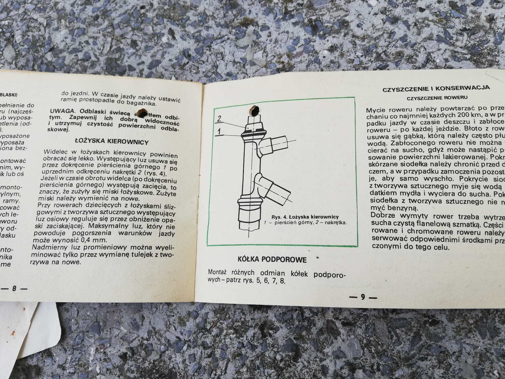Instrukcja Obsługi Rowerów karta gw. ROMET IOR-02 TURING 2 zabytek PRL