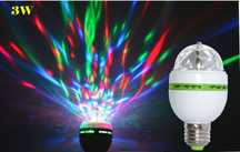 Lâmpada LED RGB E27 3 W Colorido Auto Rotativa