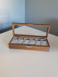 Szkatułka pudełko na zegarki drewniane 6 miejsc organizer