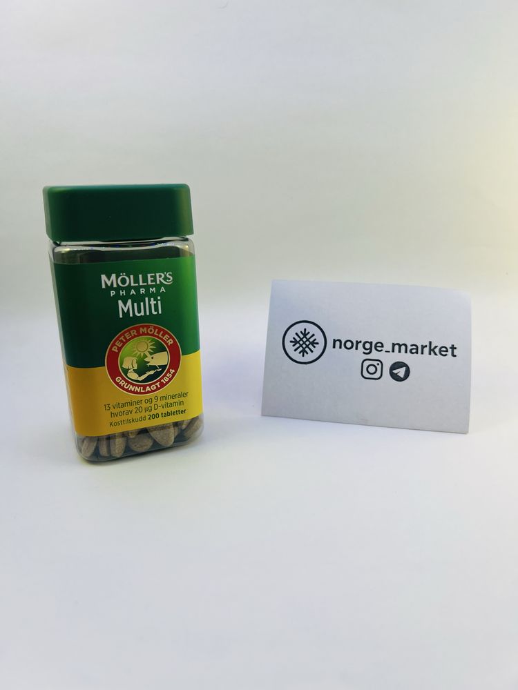 Вітаміни: A, C, D, B6, B12 Möller’s Pharma Multi 200шт з Норвегії