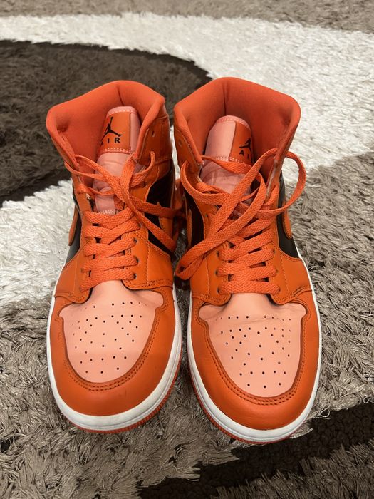 Кросівки Nike air jordan 1 mid Orange black оригінал
