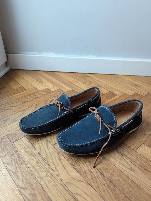 WOJAS r. 41 granatowe espadryle męskie skórzane