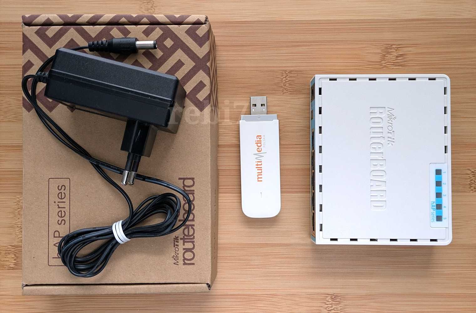 router Mikrotik + modem Huawei USB 4G LTE zestaw internetu mobilnego