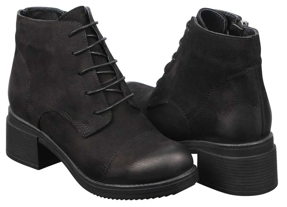 Женские ботинки на каблуке/Жіночі черевики на підборах/Нубук