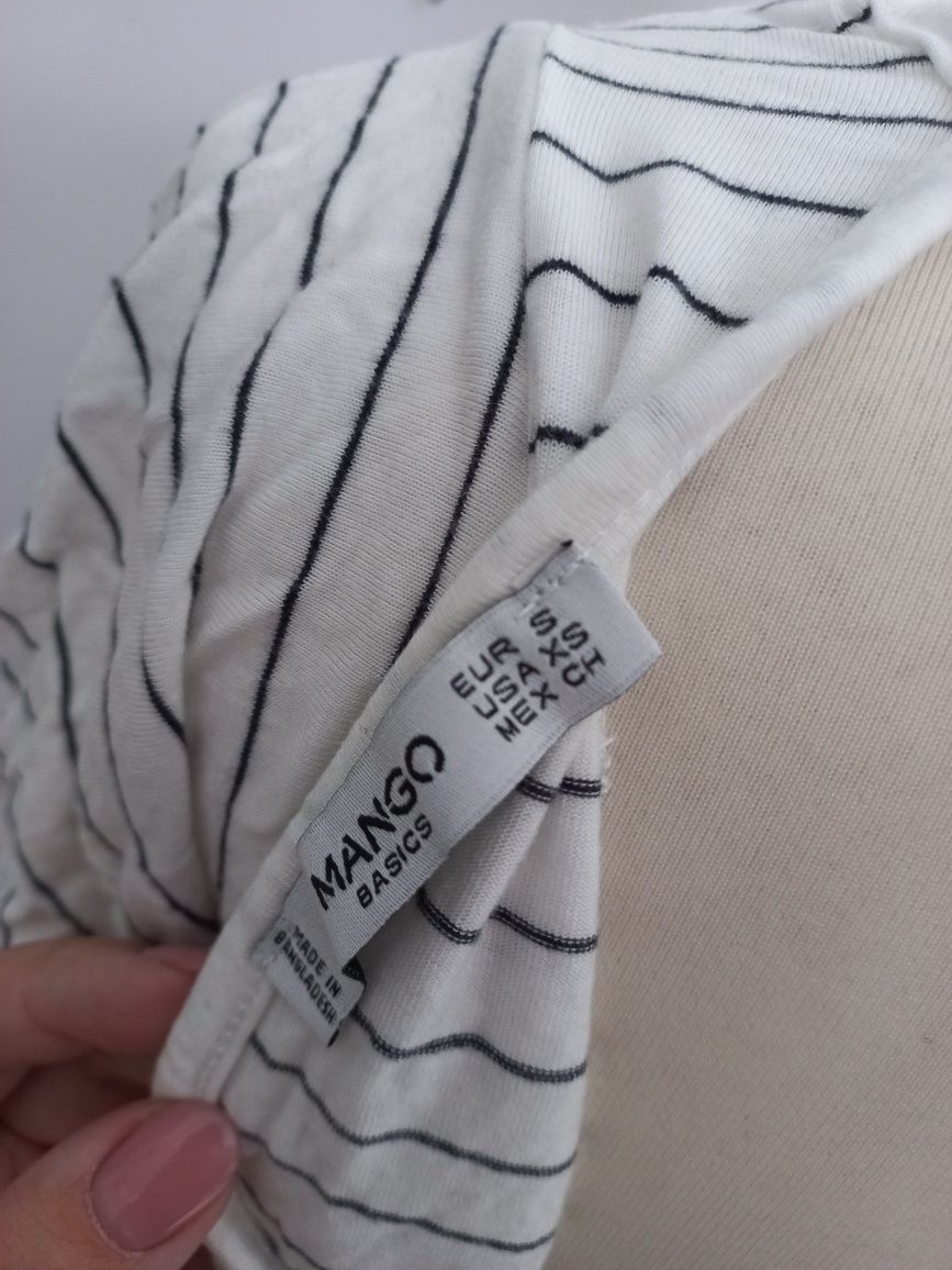 Letnia bluzka z krótkim rękawem Mango 36 S odkryte plecy 100% wiskoza