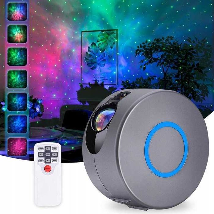 PROJEKTOR GWIAZD Lampka Nocna Rzutnik Dla Dzieci Led Laserowy Szary