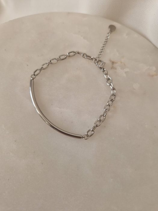 Srebrna bransoletka łańcuszek stal chirurgiczna Gloss Gold