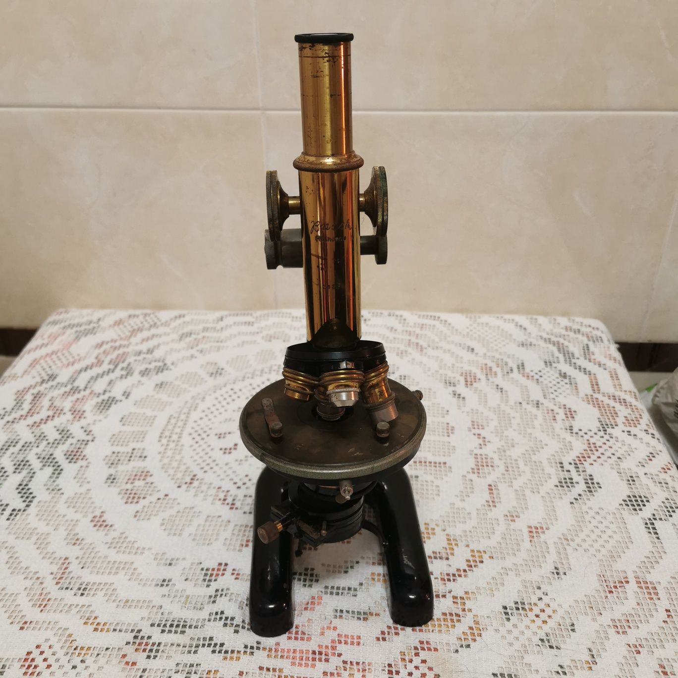 Microscópio Bronze Busch Rathenow Raro