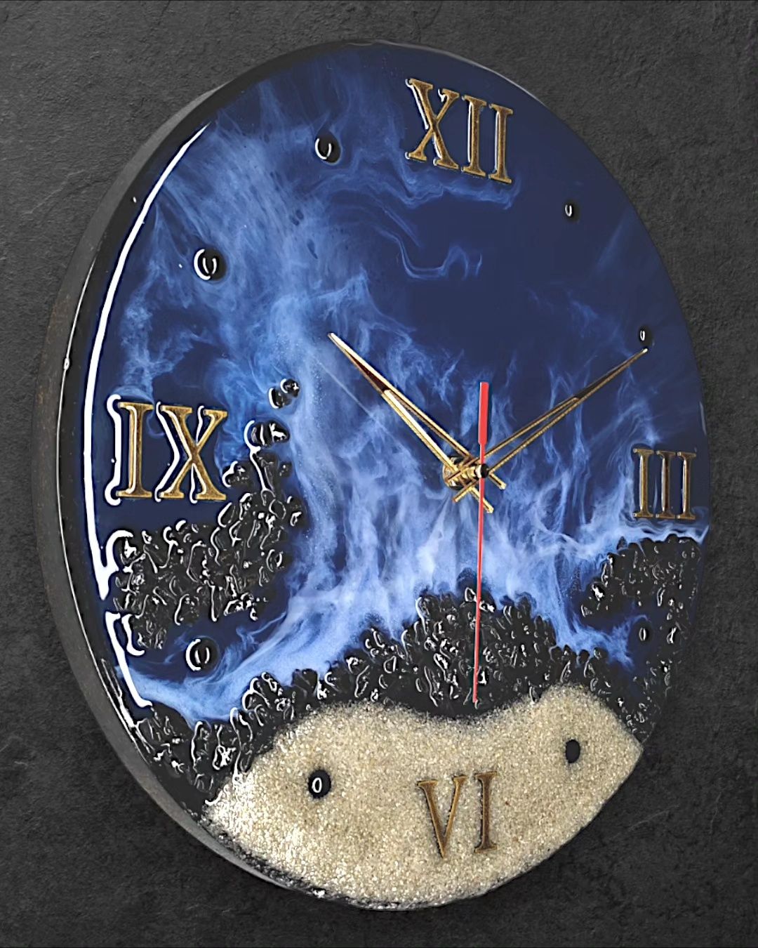 Настінний годинник Море з епоксидною смолою.