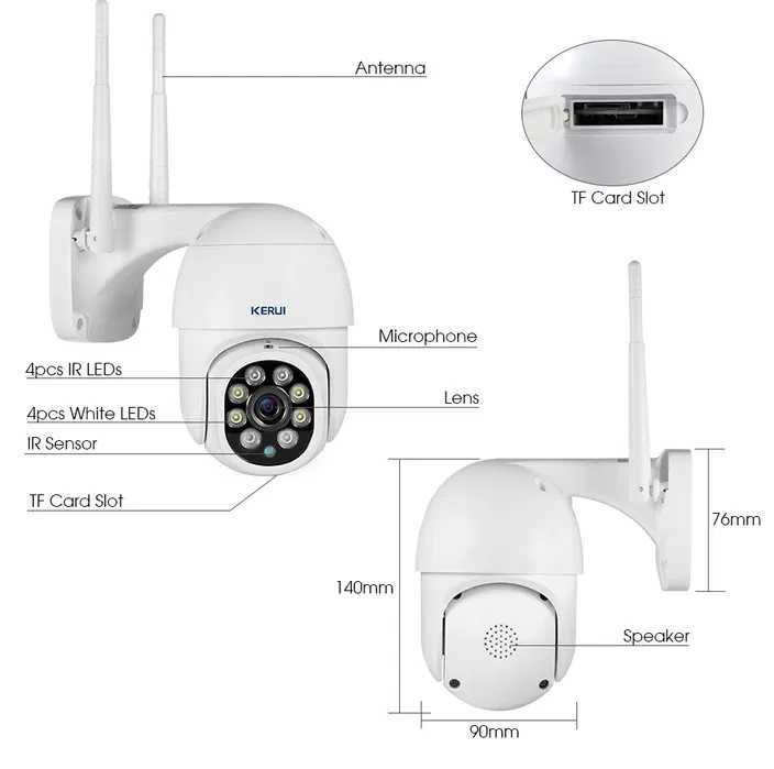 Уличная поворотная IP-камера Wi-Fi Kerui для наружного видеонаблюдения