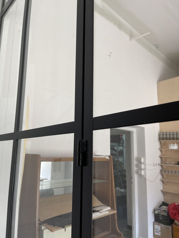 Loftowe drzwi dwuskrzydlowe metal francuskie drzwi industrailne