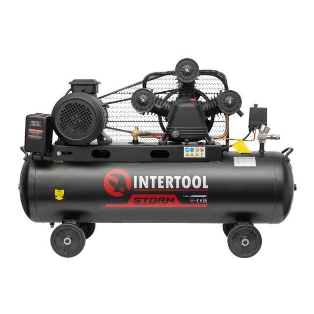 Компрессор 100 л, 4 кВт, 380 В, 10 ат, 600 л/м. 3 ц. INTERTOOL PT-0036