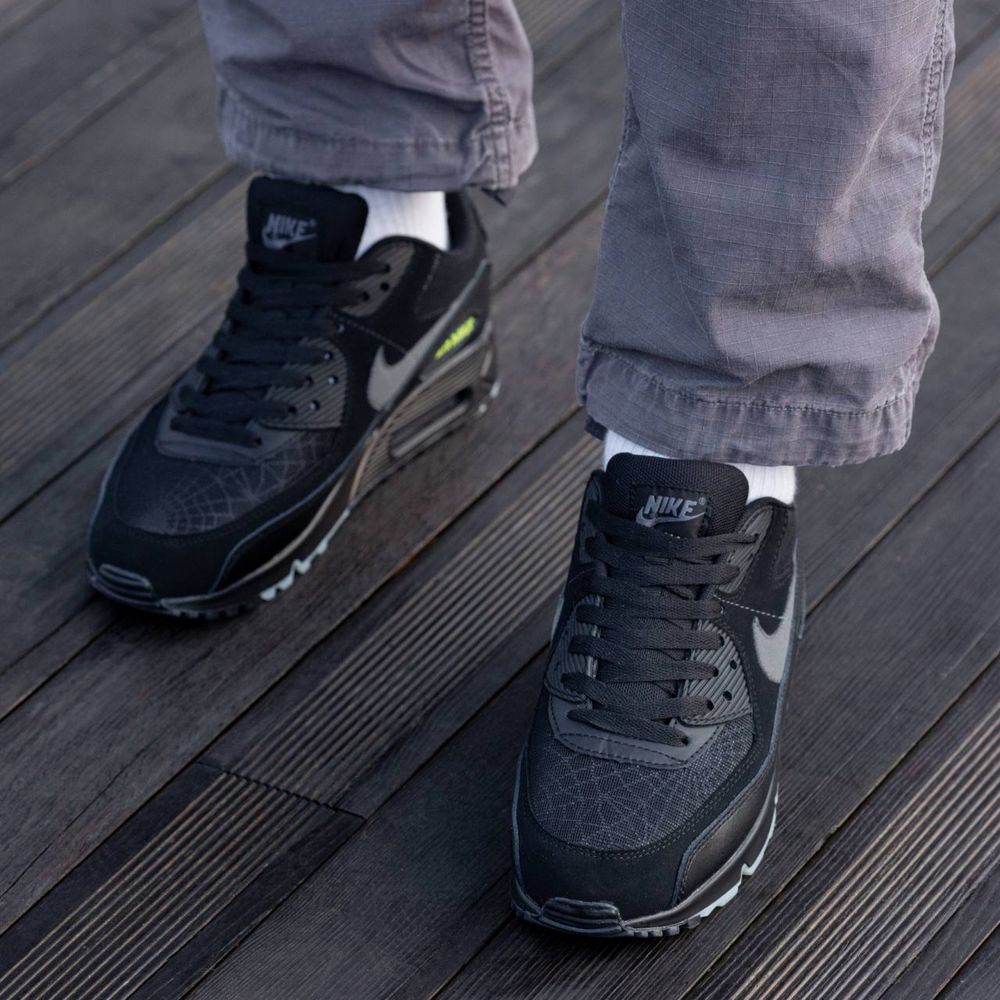 Кросівки Чоловічі Nike Air Max 90 Black Grey Green Premium