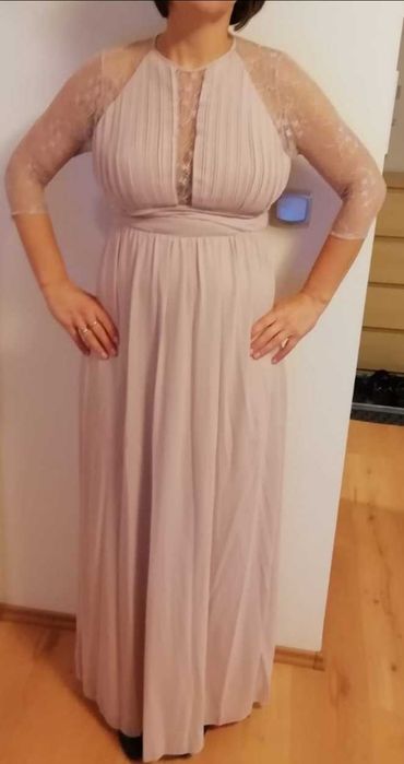 Suknia ślubna/wieczorowa - długa - kolor jasny brudny róż, r. 40/42