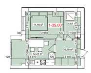 1 кім квартира ,35 м.кв в ЖК по вул.Лисенка, м.Коломия