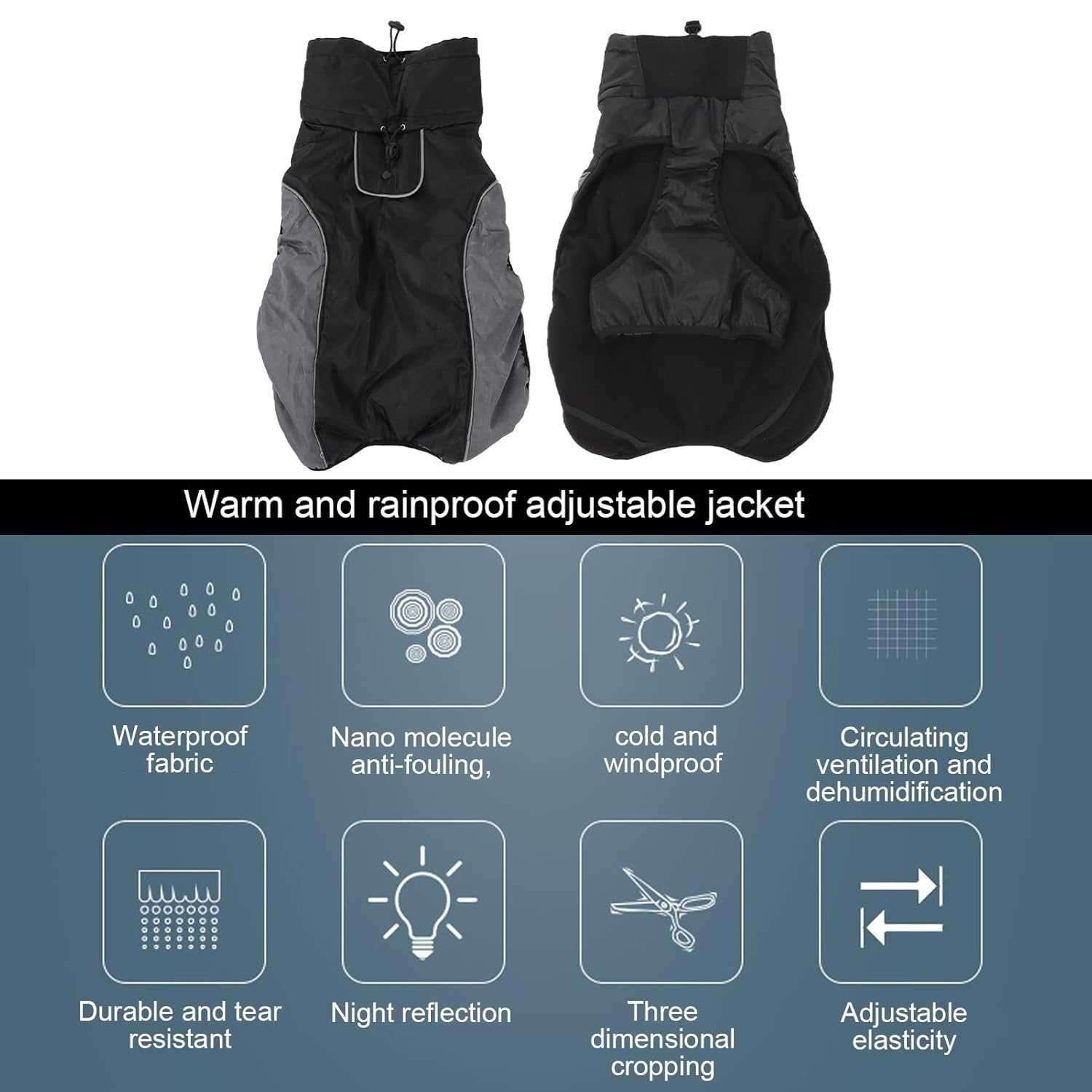 colete à prova d'água e frio para cães grandes (4XL)