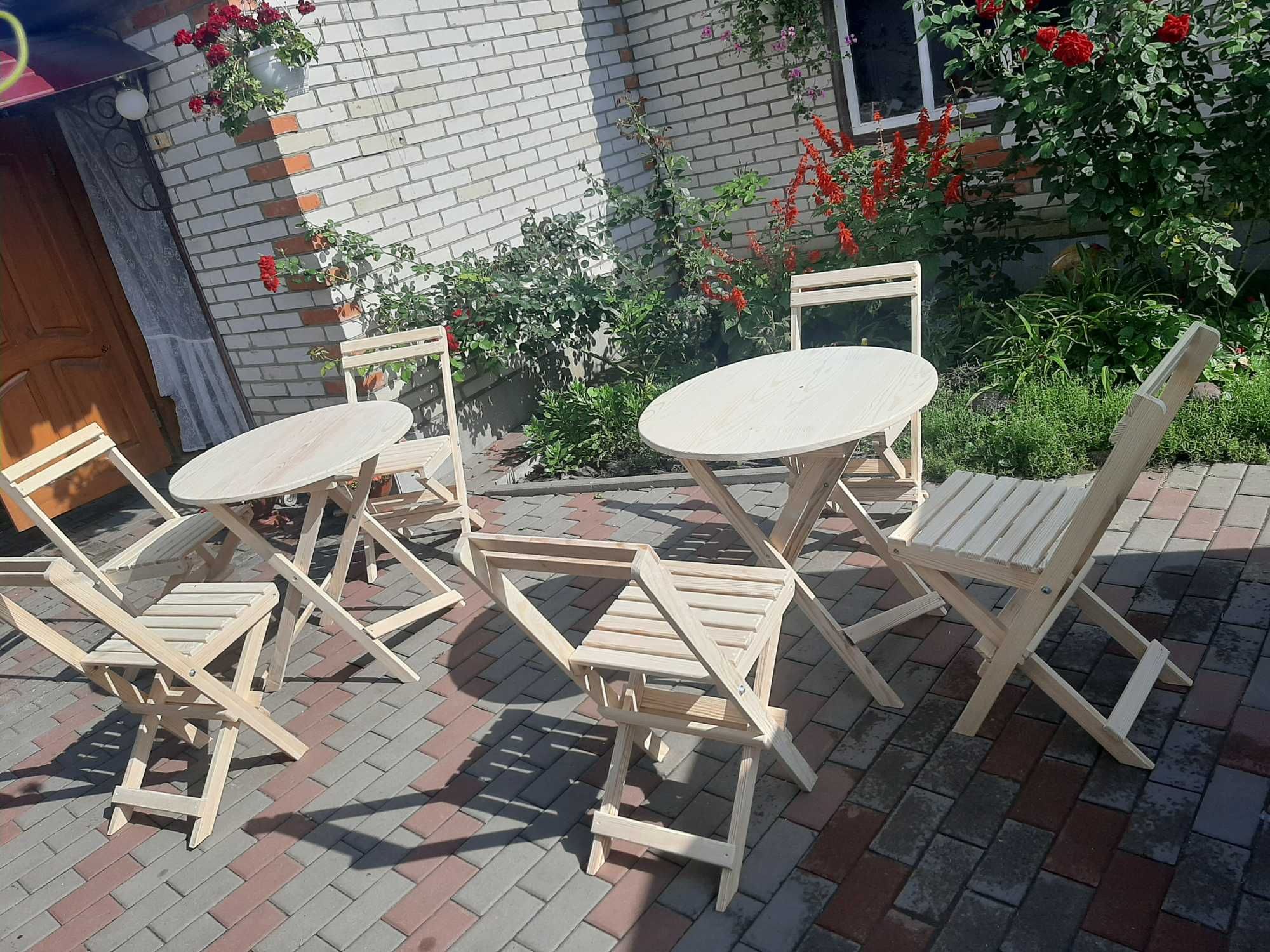 Стол круглый раскладной стулья  для балкона кафе сада .