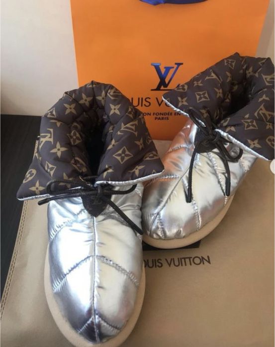 Дутіки сапоги уггі Louis vuitton срібло