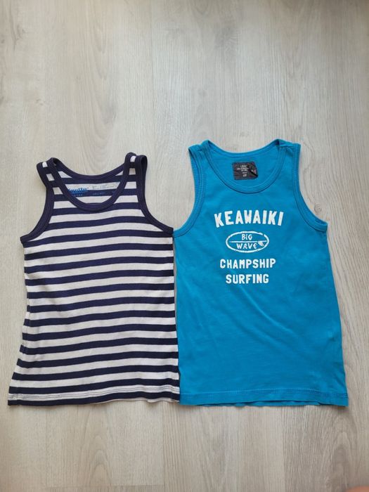 Dwie letnie koszulki bez rękawów rozm 98/104